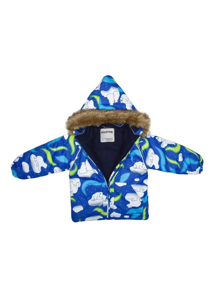 Темно-синяя детский зимний комплект avery, куртка и полукомбинезон, р.74, синий с принтом/темно-синий () Huppa 41780030-13235-074