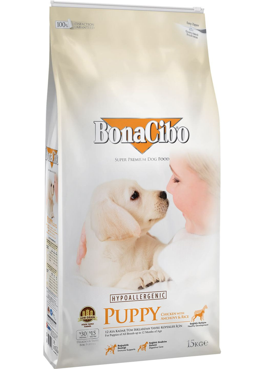 Сухий корм для щенят Puppy Chicken&Rice with Anchovy з м'ясом курки, анчоусами та рисом 15 кг (BC405703) BonaCibo (364787855)