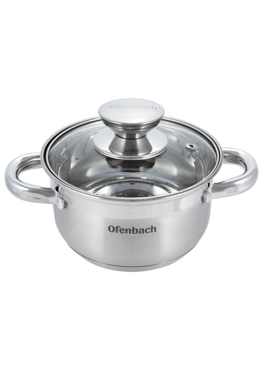 Кастрюля с крышкой Ofenbach 1.1л из нержавеющей стали и пустыми ручками для индукции и газа KM-100510 Kamille (371898437)