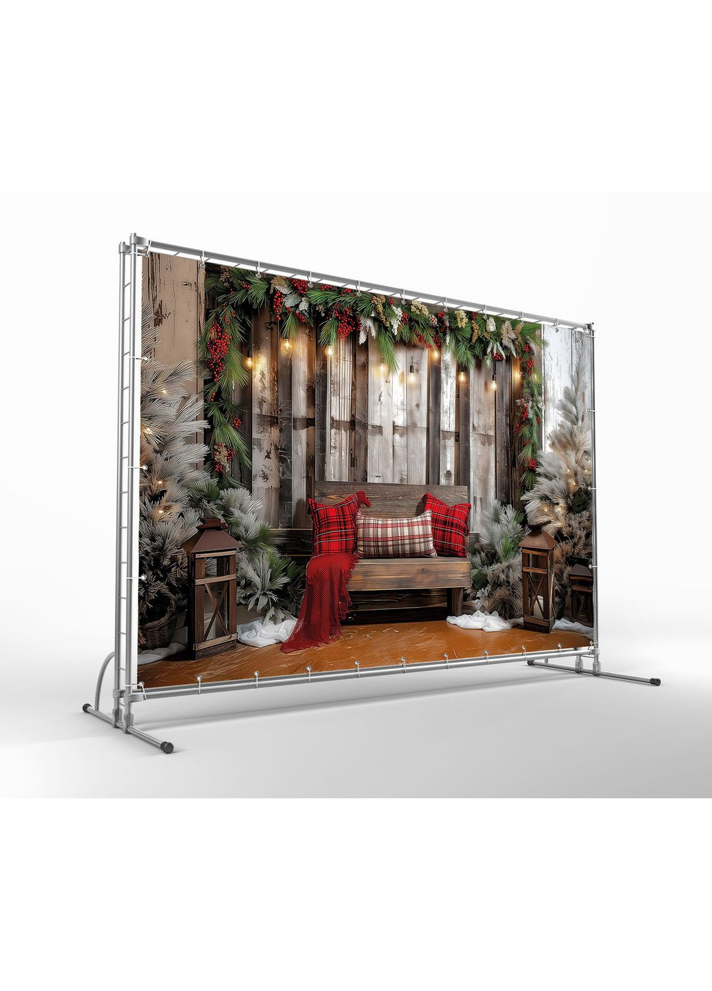 Банер Червоне крісло біля ялинки і вікна – №46537 Vinylpex (369930234)