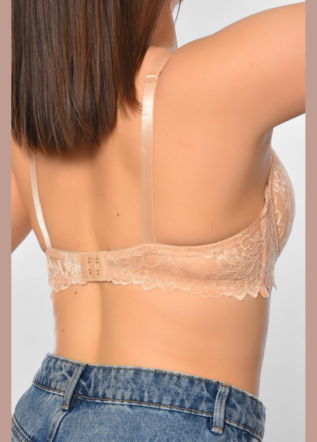 Бежевый бюстгальтер женский бежевого цвета чашка е Let's Shop полиамид