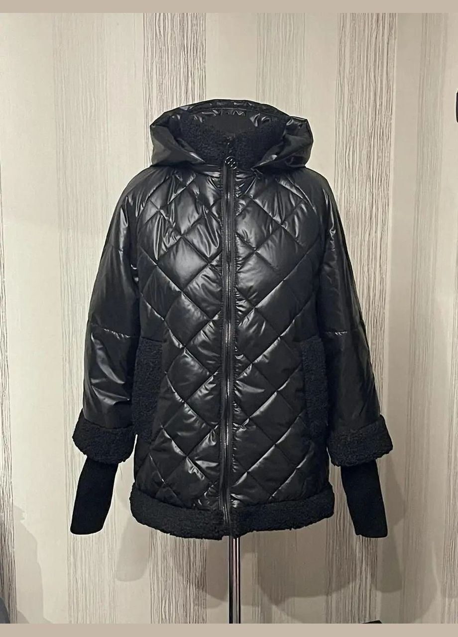 Чорна демісезонна куртка жіноча весняна великого розміру SK