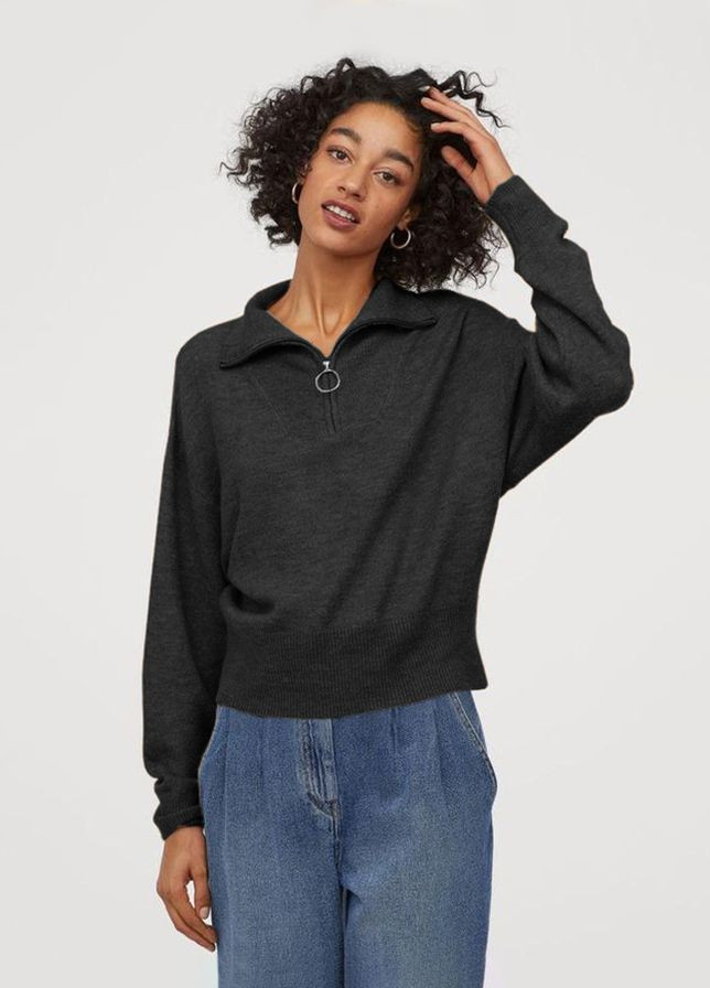 Чорний демісезонний зіп-светр у складі з вовною C&A