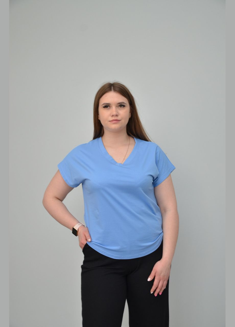 Голубая всесезон женская повседневная футболка, разные цвета (2xl, 3xl, 4xl, ), 5xl No Brand