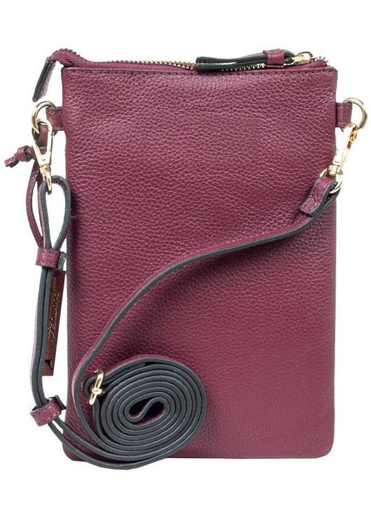 Сумка клатч жіноча шкіряна через плече для смартфона маленька Бордовий 40674 Ashwood (361970351)