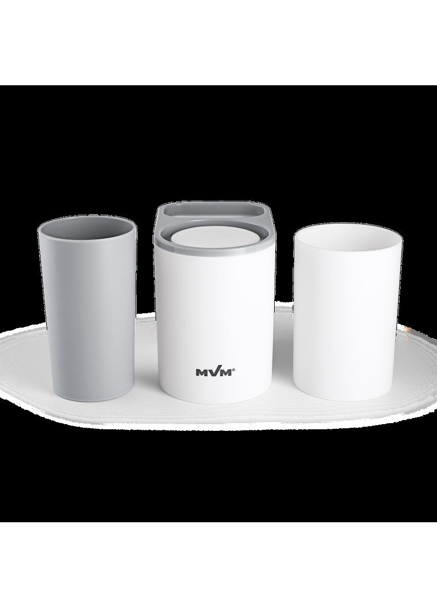 Держатель для зубных щеток со стаканами MVM BP-20 клеящийся Бело-серый (BP-20 WHITE/GRAY) МВМ (365280708)