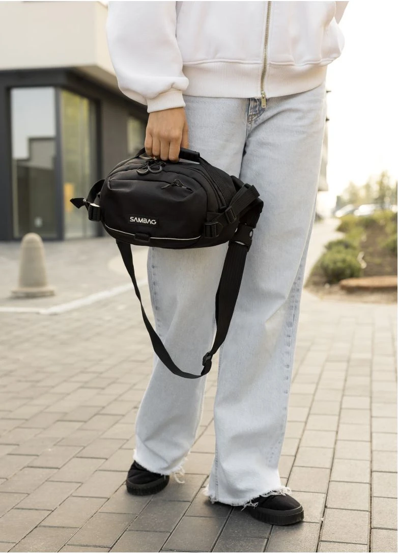 Женская сумка через плечо бананка Flex Pro черная 30 × 17 × 15 см () Sambag 85451065 (380885148)