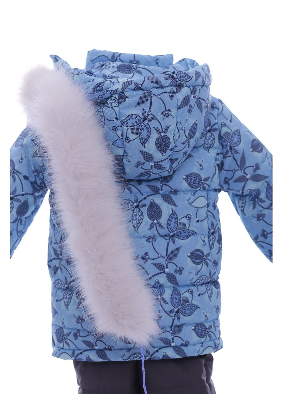 Голубой зимний комбинезон для девочки на холлофайбере с принтом у цветки стелла голубой см. (44308) BABYKROHA