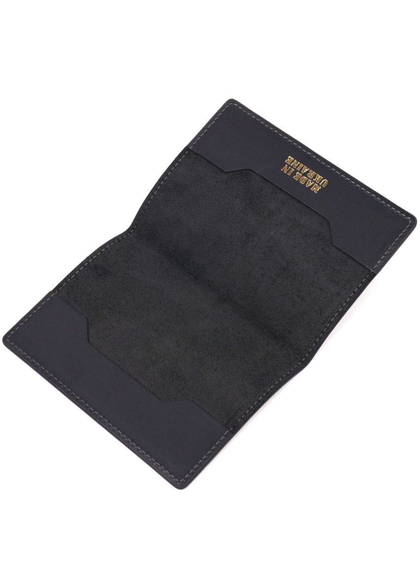 Надежная обложка на паспорт в винтажной коже Слава ВСУ 16724 Черная Grande Pelle (331911343)