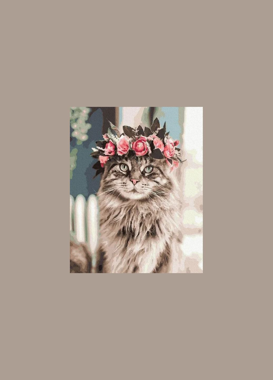 Картина по номерам Кошка в венке Кошачья магия Картины в цифрах 40х50см Картины по номерам GX39627 Rainbow Art (308987707)