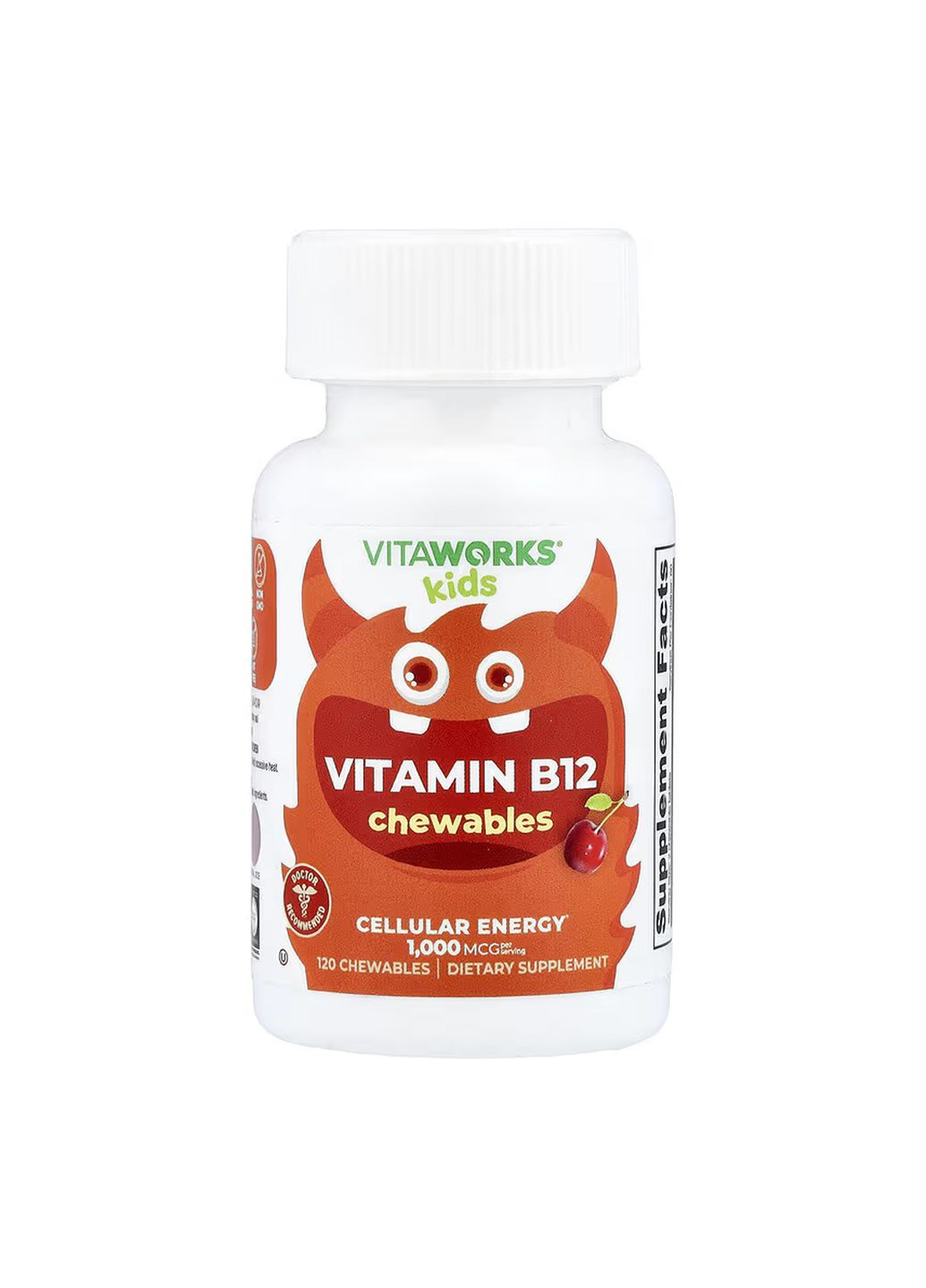 Витамины для детей VitaWorks Kids Витамин B12 120 жевательных таблеток для энергии и здоровья Lifeable (371645655)