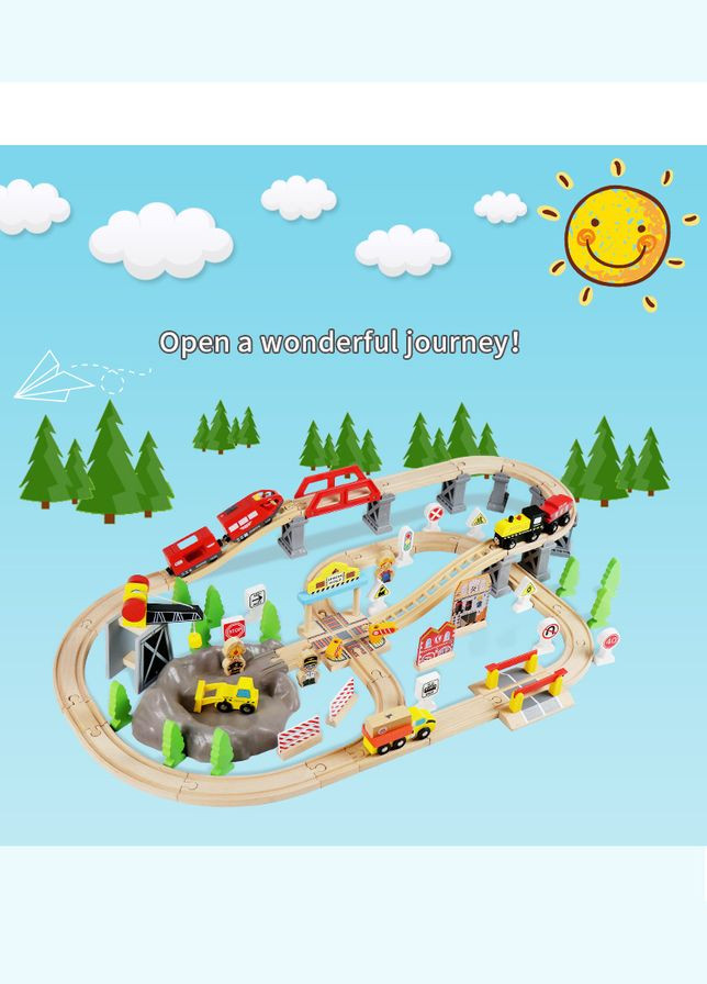 Залізна дорога з дерева, 110 деталей (Brio, Ikea, Playtive) E21A14 Edwone (322280445)