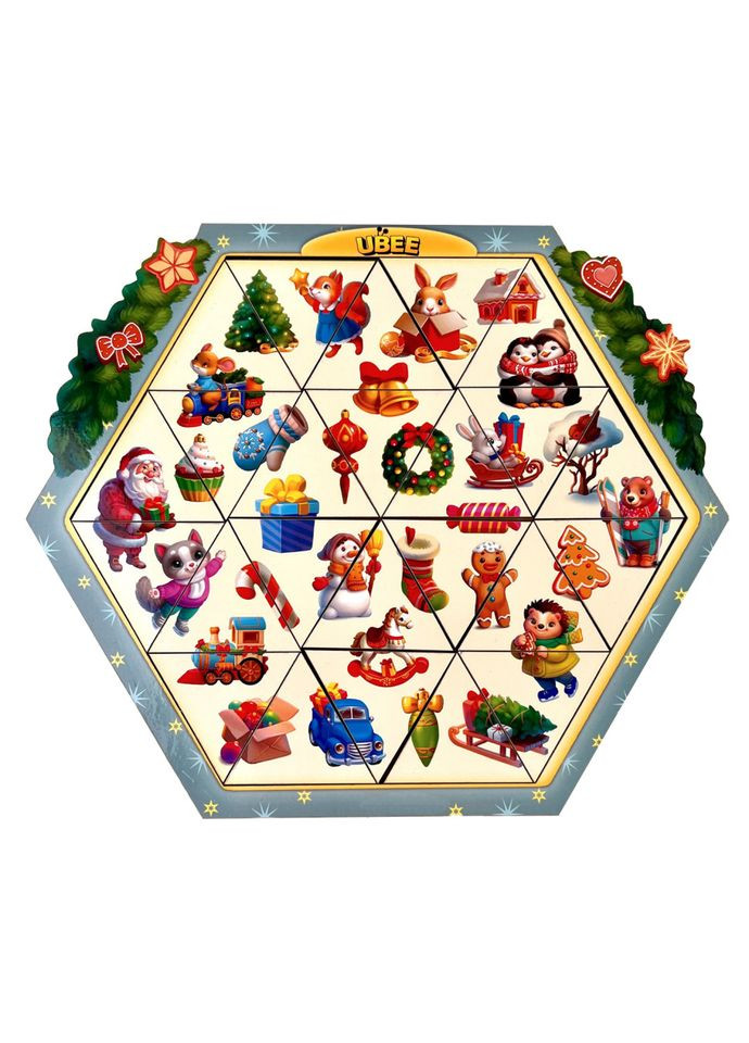 Розвиваючий пазл-вкладиш "Новорічна головоломка" (ПСД234) PSD234, 24 елементи Ubumblebees (305315604)