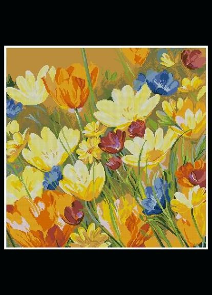 Набір для вишивки хрестиком. Розмір: 40*40 см/34*34 см Тюльпани Лоскуток (315354819)