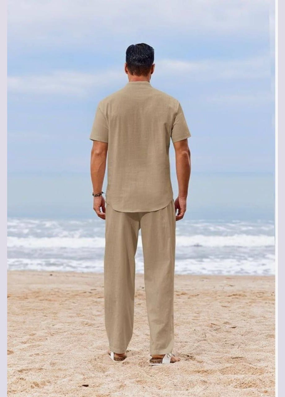 Бежевый летний мужской костюм брючный Style Point