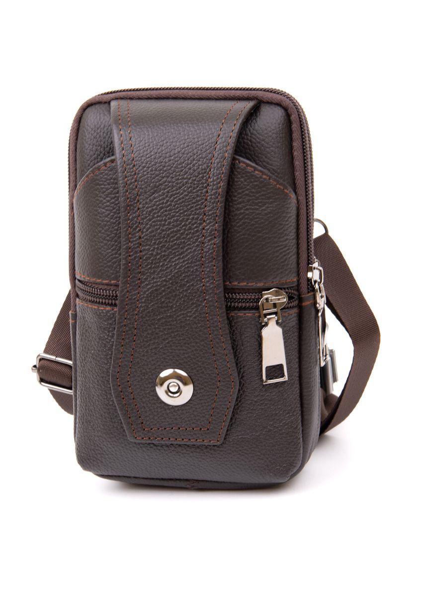 Сумка через плече чоловіча шкіряна на пояс на два відділення з хлястиком 20451 Vintage (302007662)