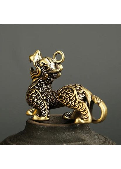 Винтажный ретро медный латунный брелок подвеска статуэтка в виде животного Дракон No Brand (292260588)