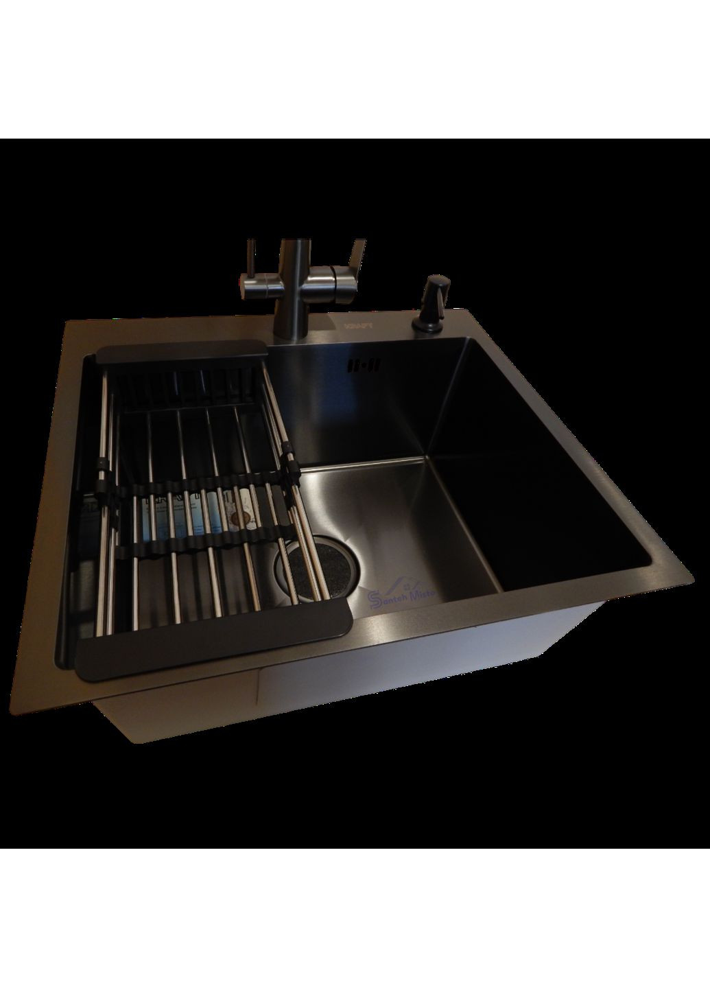 Кухонная мойка 4-в-1 (комплект) черная HS 540Х480 NANO BLACK PVD (3.0/1.0 мм) Kraft (347324529)