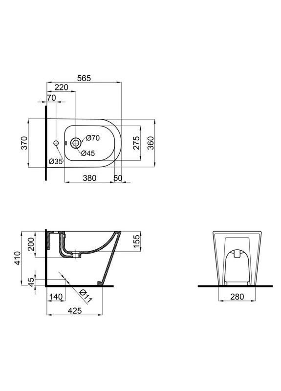 Напольное биде Stork/Swan 560х360х410 White QT15443378W Qtap (392428972)
