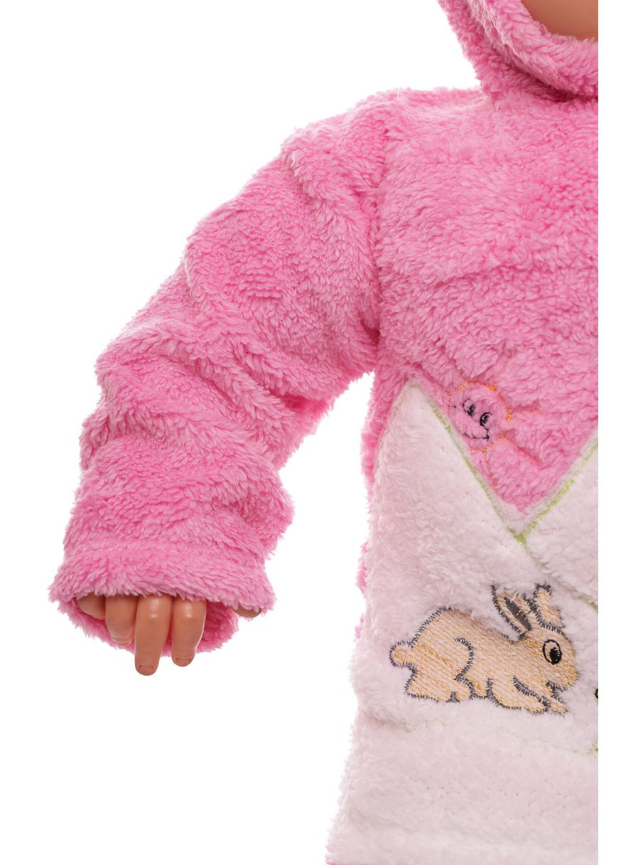 Розовый зимний костюм с длинным рукавом для девочки махра с олененком розовый 68 см (26331) BABYKROHA