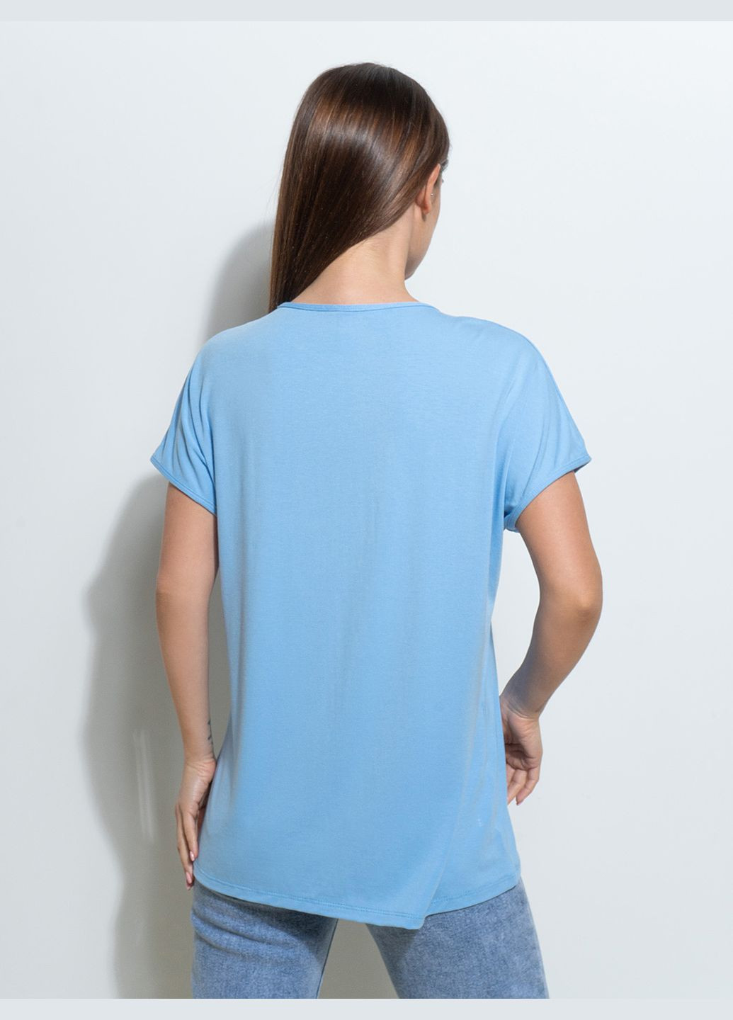 Голубая летняя футболки ISSA PLUS 14497