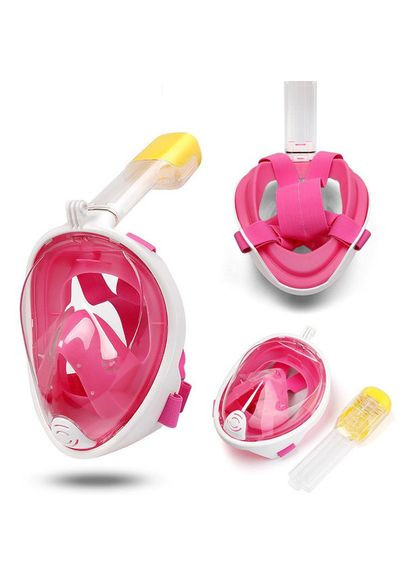 Универсальная маска Размер S/M для плавания снорклинга Easy BREATH (S/M) Розовая Полнолицевая с креплением для камеры Розовая Free Breath (272798743)