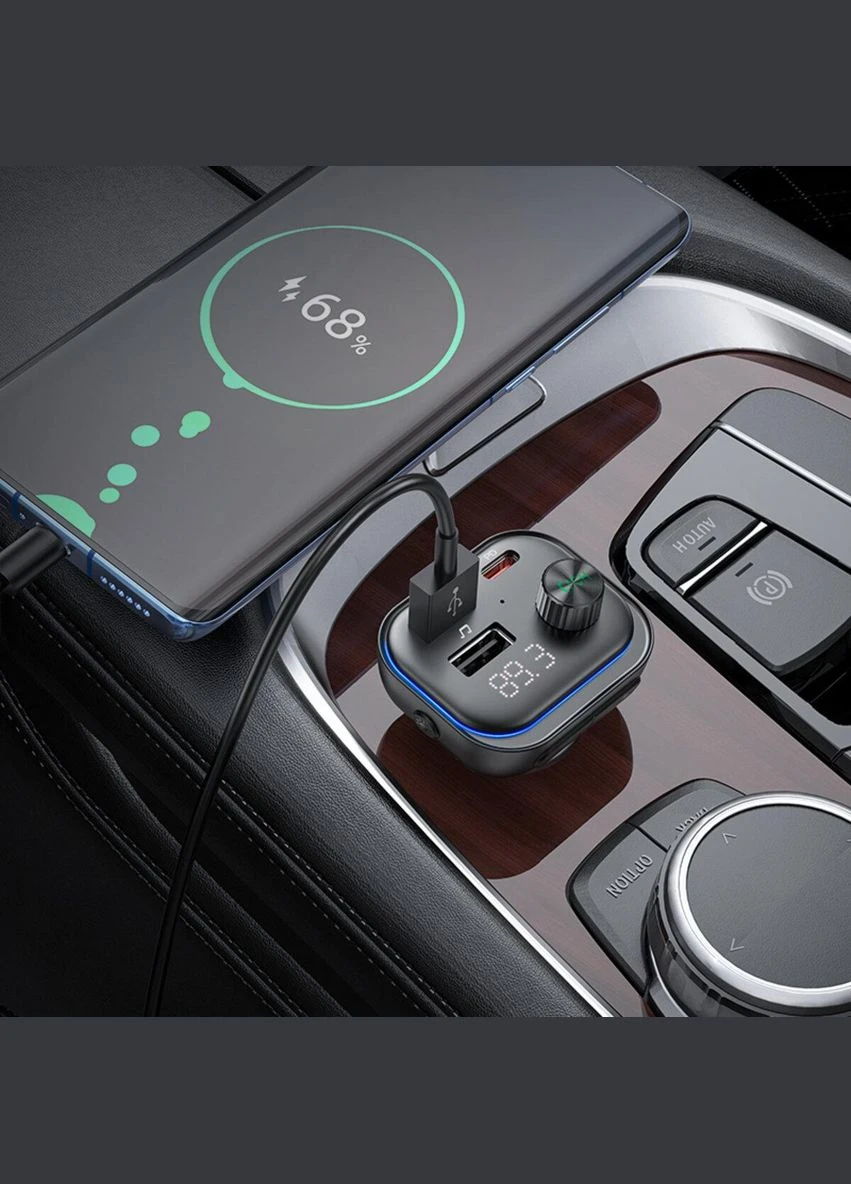 ОЗУ с FMмодулятором BC54 Acertar PD30W+QC3.0 car BT FM transmitter 18W Black Borofone (299722281)