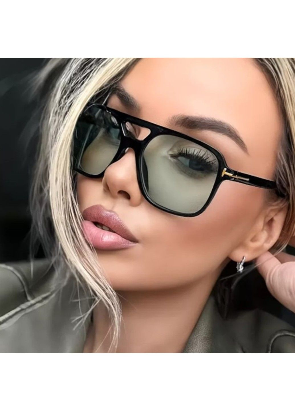 Сонцезахисні окуляри авіатор Casual зелені з чорним No Brand (311604626)