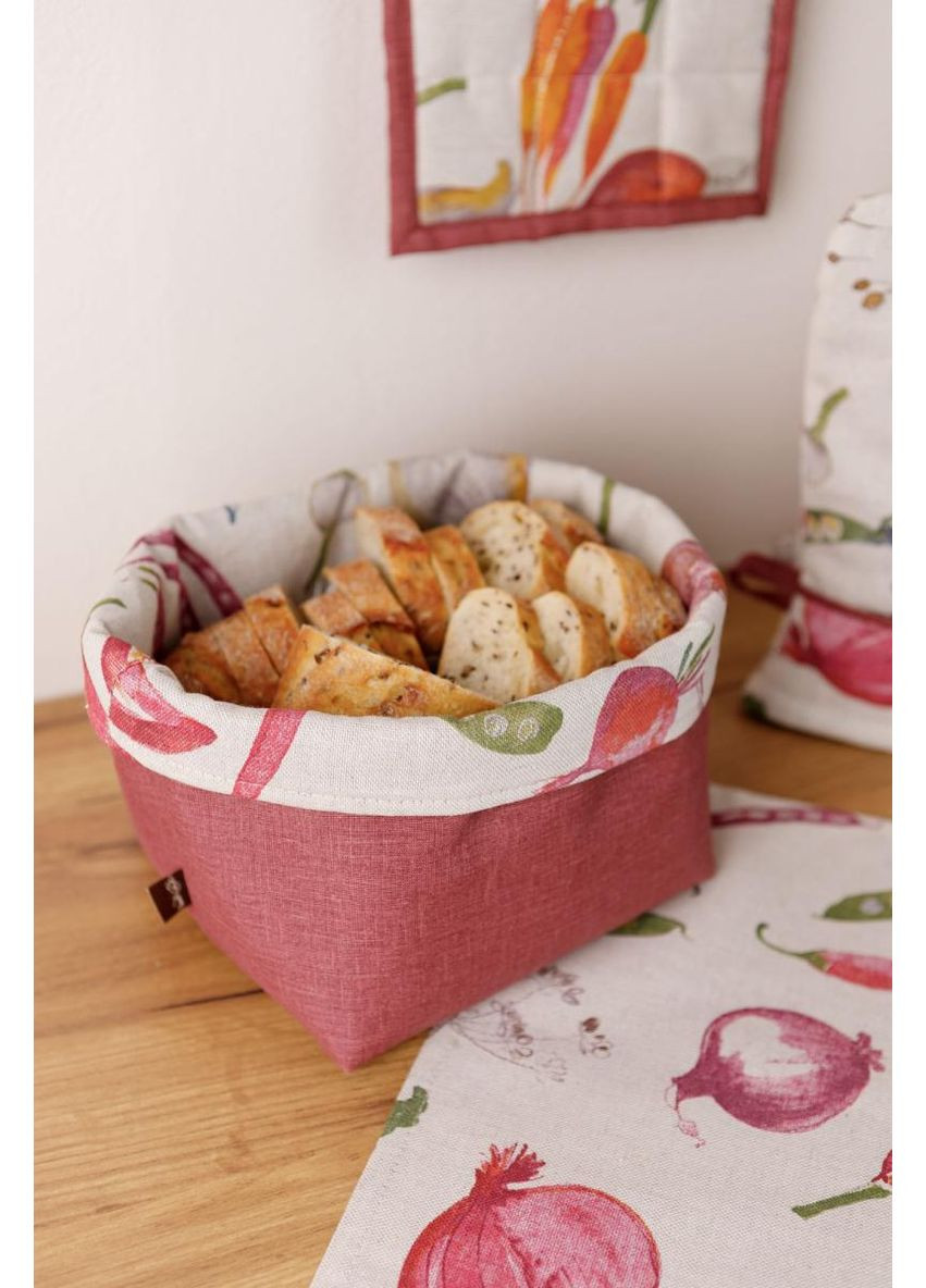 Универсальная корзина для хранения Овощи марсала 17х18х18см декоративный контейнер для кухни Текстильный органайзер ProDobro (369378101)
