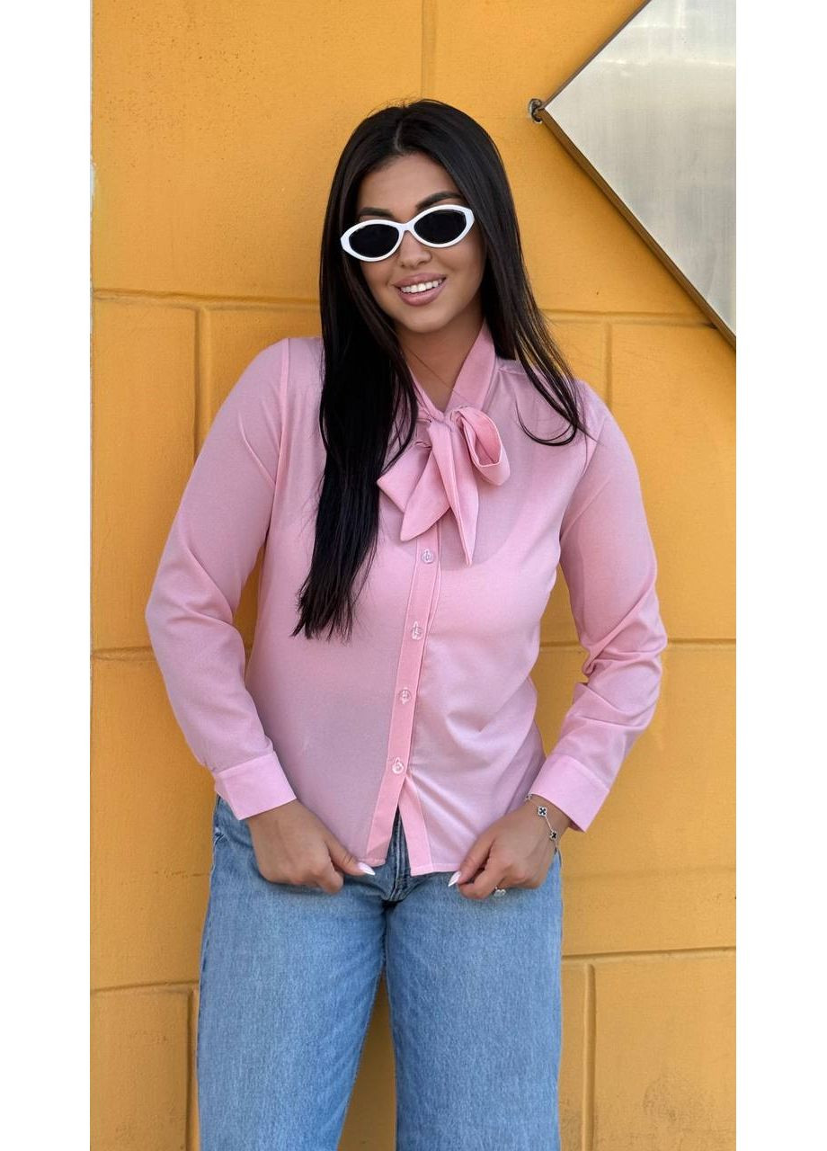 Розовая блуза из креп шифона — нежность и женственность ✨ (замеры в описании) GD/GL Модний простір