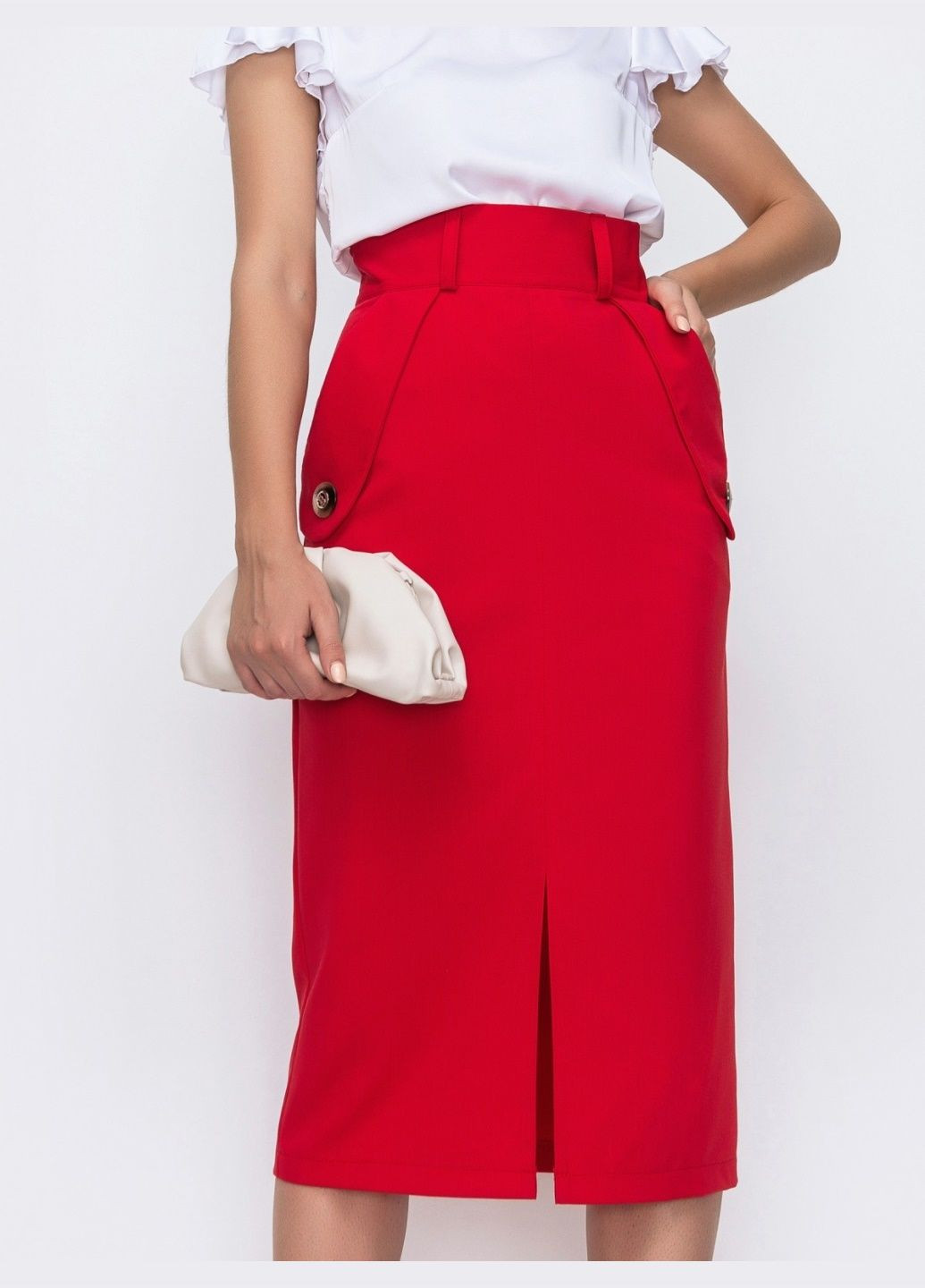 Красная однотонная юбка Dressa