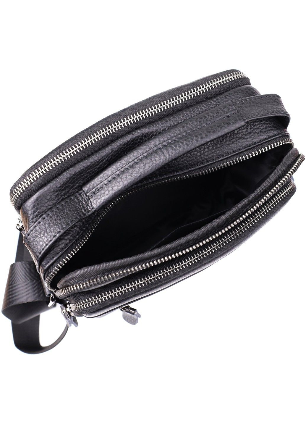 Вертикальная мужская сумка из натуральной кожи 22967 Черный Vintage (357494946)