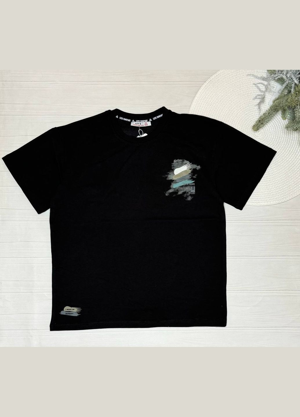 Черная демисезонная футболка мальчик. 10085 Leyz