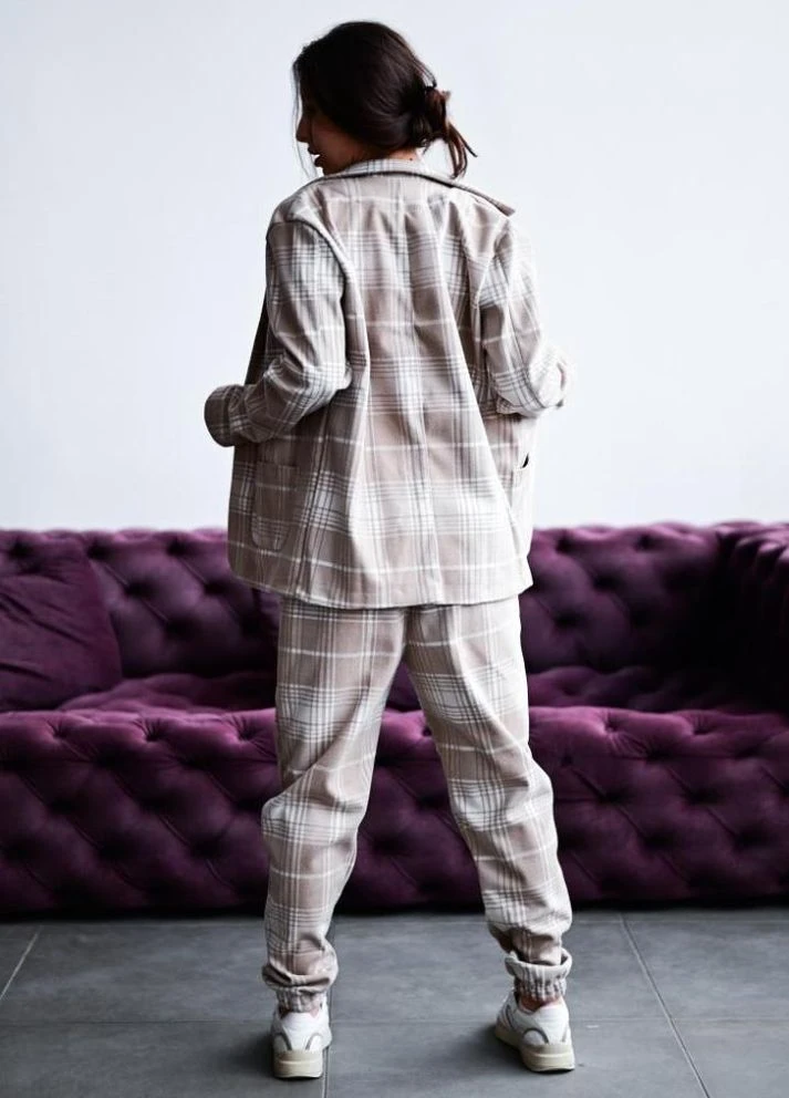 Класичний жіночий костюм бежева клітинка DRAPP No Brand (384714566)