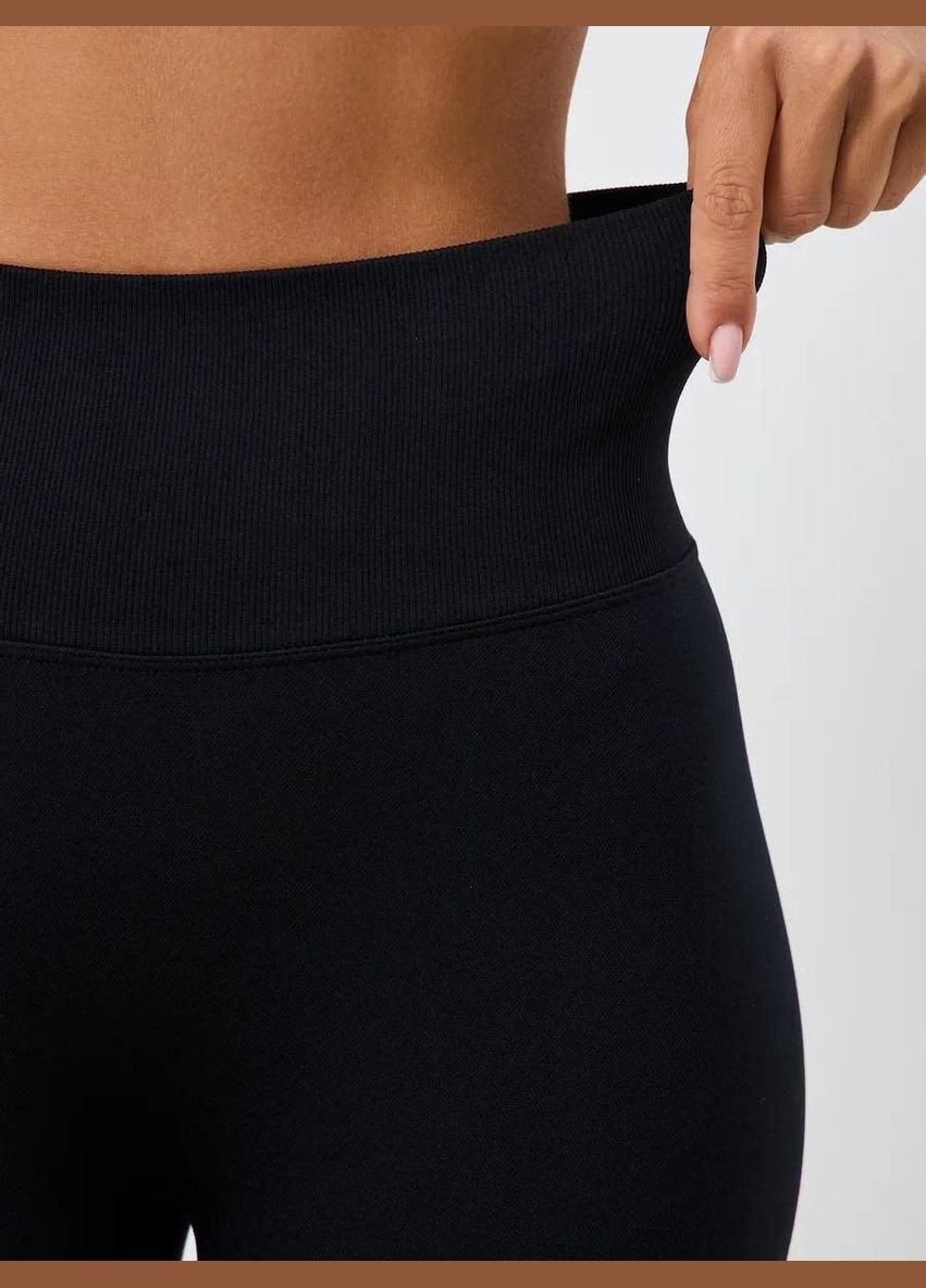 Велотреки в рубчик женские эластичные с высокой посадкой с пуш ап утягивающие спортивные No Brand Велосипедки темно-сірі (340462105)