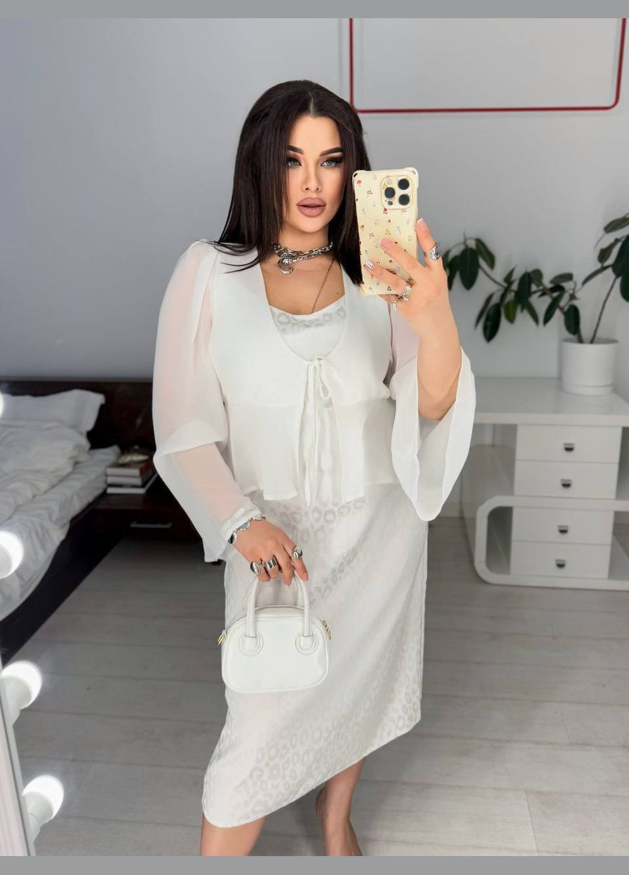 Молочное вечернее женское платье-комбинация на регулируемых бретелях Avanti