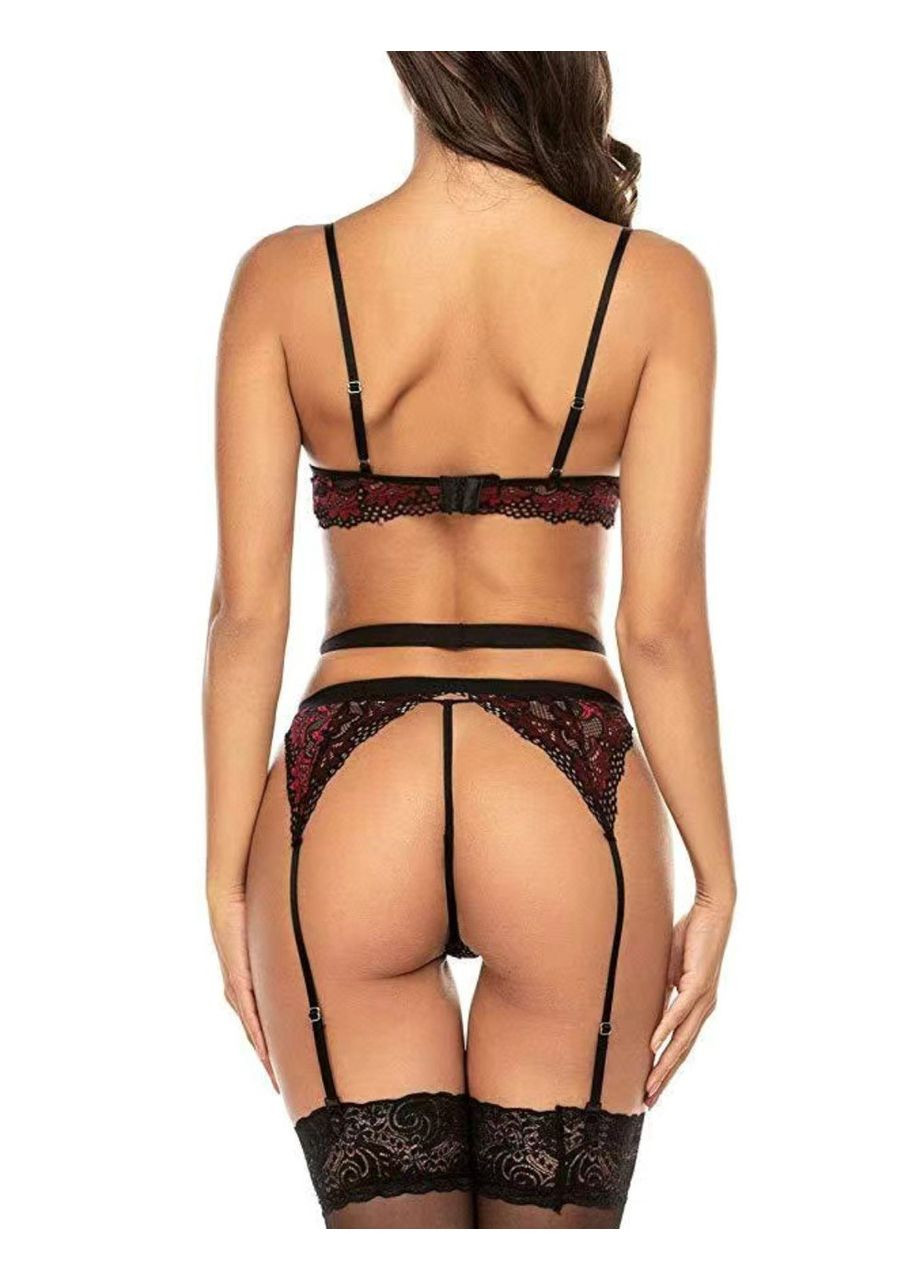 Темно-бордовий комплект сексуальної жіночої білизни No Brand