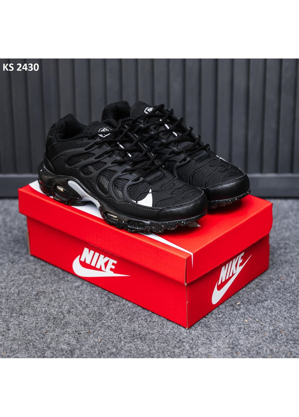 КРОССОВКИ ЖЕНСКИЕ NIKE AIR MAX TN TERRASCAPE PLUS BLACK GRAY НАЙК АИР МАКС ТН ПЛЮС No Brand чёрные демисезоны (367176101)