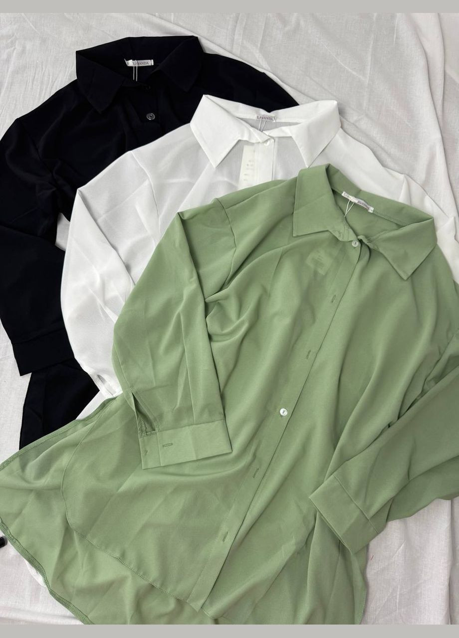 Мятная кэжуал рубашка однотонная Adelante с длинным рукавом