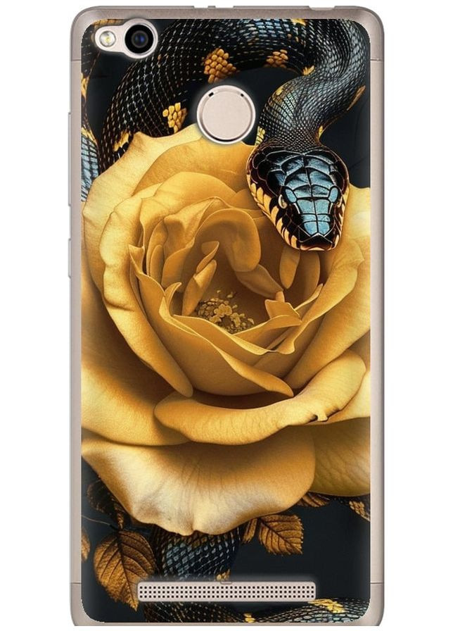 Силиконовый чехол 'Black snake and golden rose' для Endorphone Xiaomi Redmi 3x (286765032)