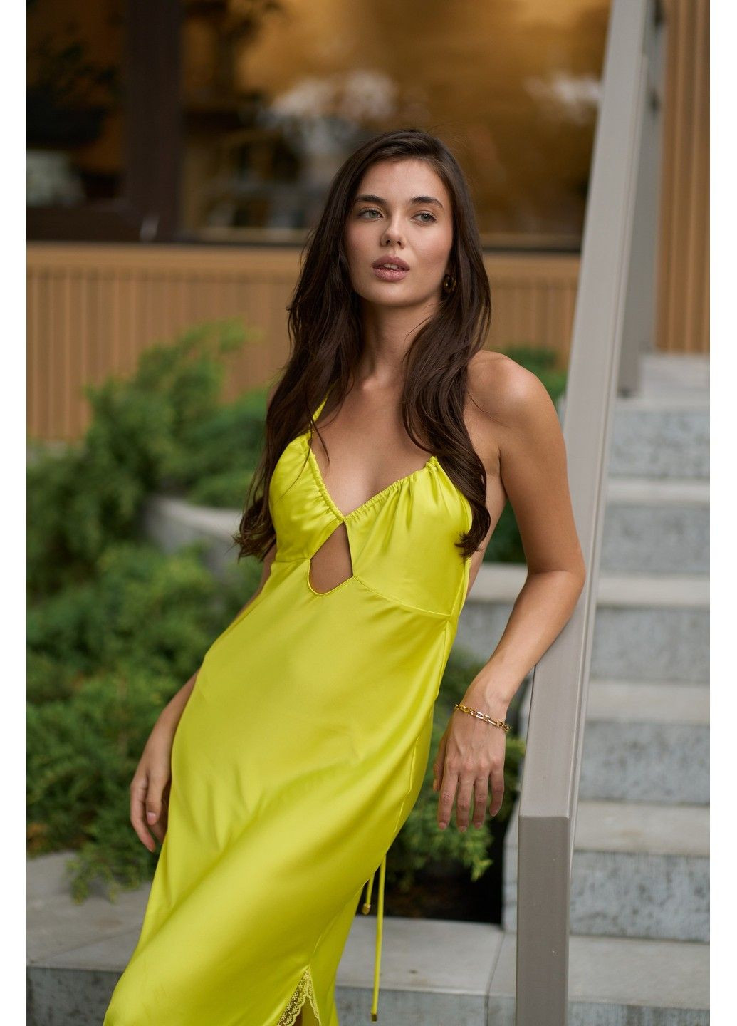 Жовтий сукня жіноча на літо максі safari жовта з відкритою спиною Handy Wear однотонна
