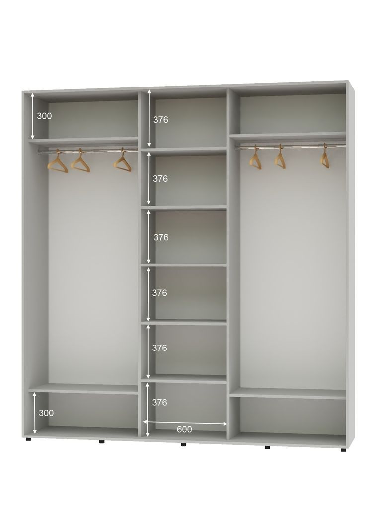Шафа-купе тридверна 230*60*240 Сірий 3 двері ДСП ШК-04 Алекса (360477940)