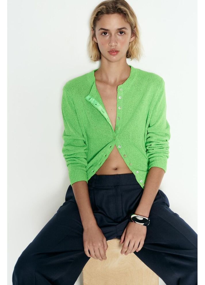 Зеленый демисезонный кардиган Zara