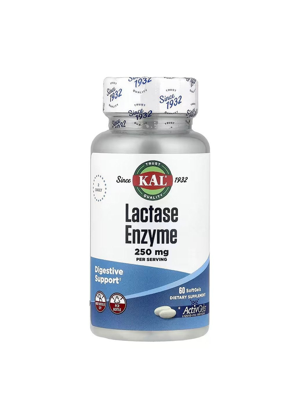 Добавка Lactase Enzyme 250mg - 60 softgels KAL (364201176)