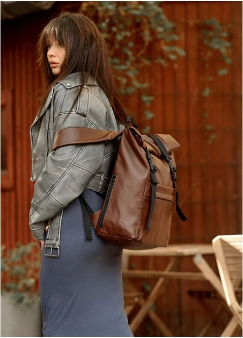 Рюкзак ролл женский RollTop Milton шоколадный 41х30x16см Sambag (399207537)