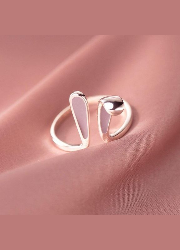 Кольцо для нежной девушки серебряные заячьи ушки колечко в виде розовой зайки с ушками регулируемый Fashion Jewelry (285780981)