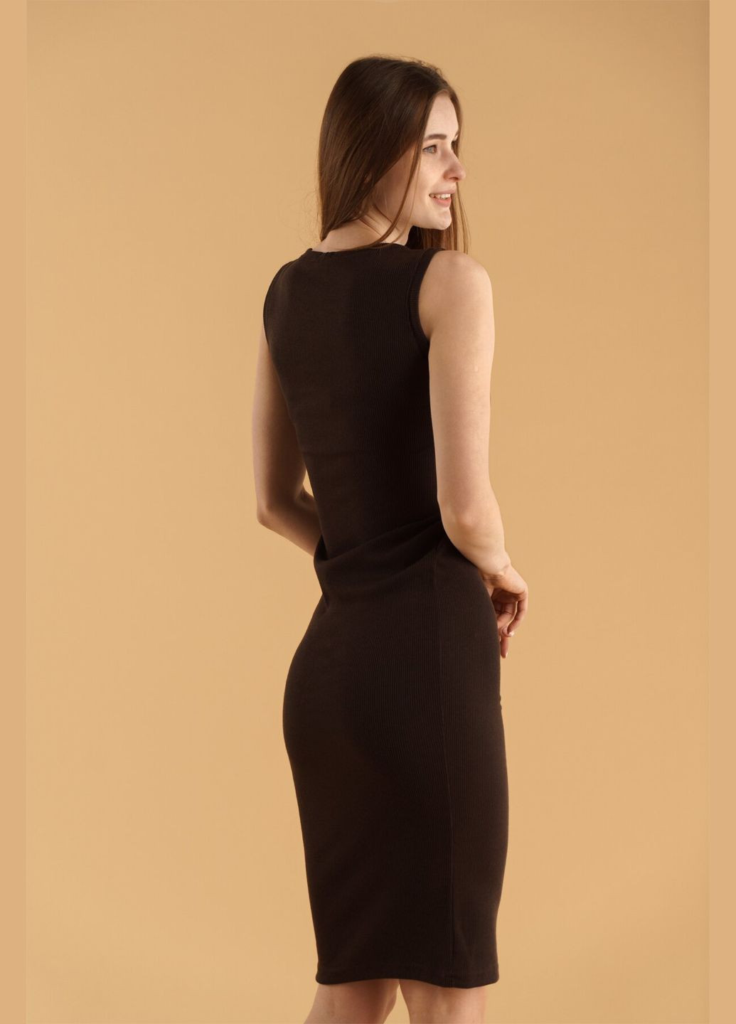 Коричневое повседневный платье однотонное женское 647-baza коричневый (2000990342508s) shop (2000990342508) No Brand