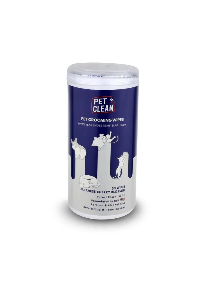 Серветки вологі PET GROOMING WIPES для грумінгу домашніх тварин щоденне очищення з ароматом японської вишні 50шт Pet Clean (380385705)
