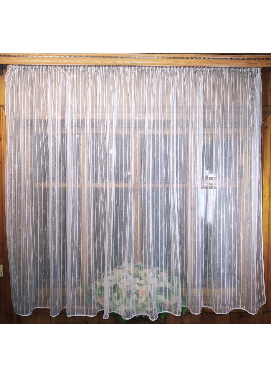 Фіранка готова коротка Классік льон з ветрикальною смужкою No Brand (372133871)