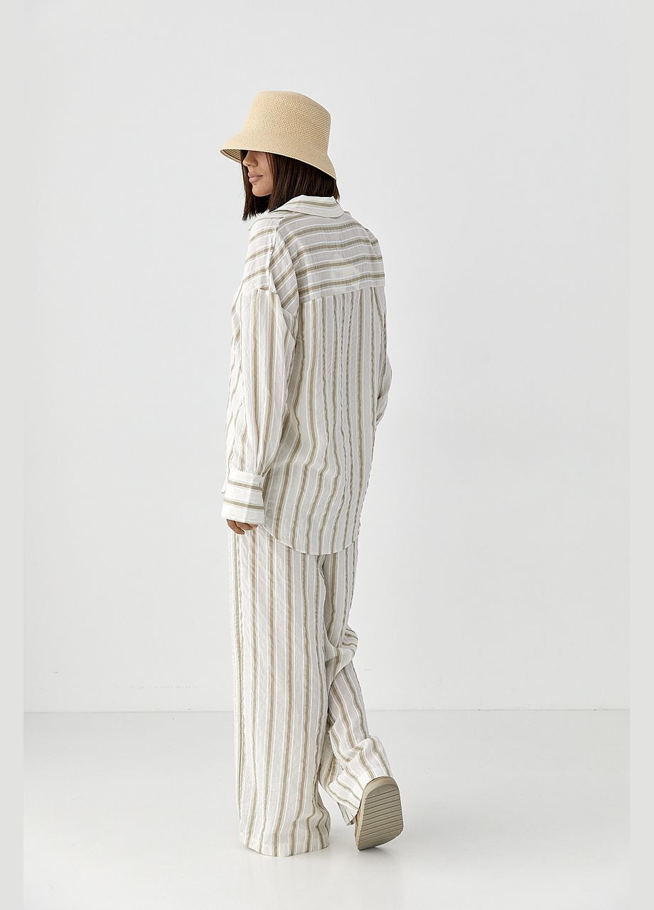 Літній костюм у смужку з брюками та сорочкою Lurex (336678808)